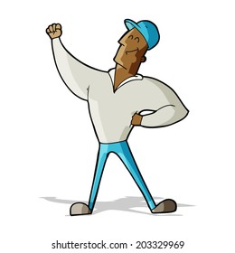 cartoon man striking heroic pose