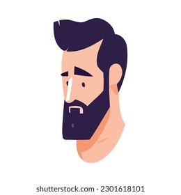 cartoon man with a stylish beard isolated
