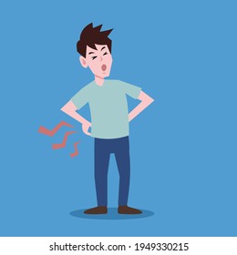 Cartoon man suffering from backache