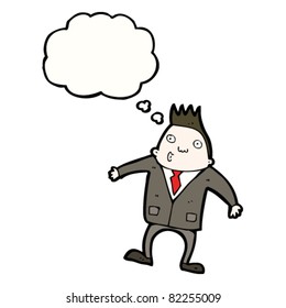 cartoon man in suit with thought bubble
