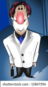 cartoon man with suitcase  	
