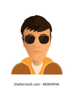 cartoon man in sunglasses, vector illustration