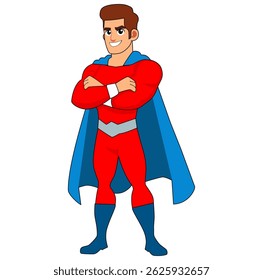 Cartoon Man Super herói Pose vetores digitais ilustração 