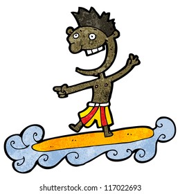 cartoon man surfing