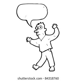 cartoon man surprised whilst walking