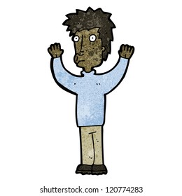el hombre de las caricaturas rendiéndose