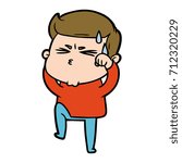 cartoon man sweating