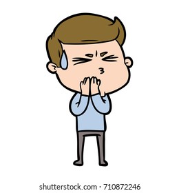 cartoon man sweating