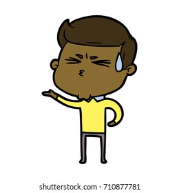 cartoon man sweating