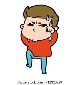 cartoon man sweating