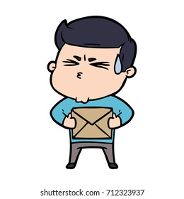 cartoon man sweating