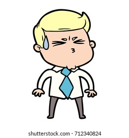 cartoon man sweating