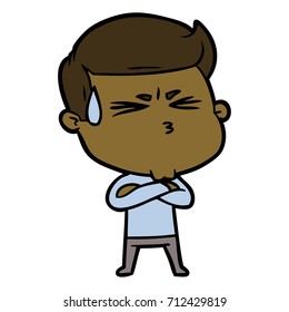 cartoon man sweating