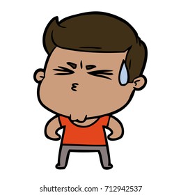 cartoon man sweating