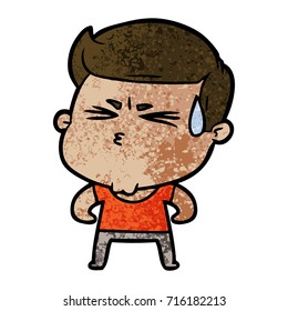 cartoon man sweating