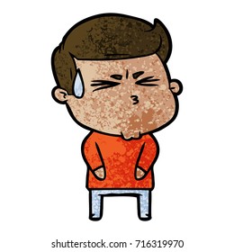 cartoon man sweating