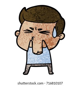cartoon man sweating