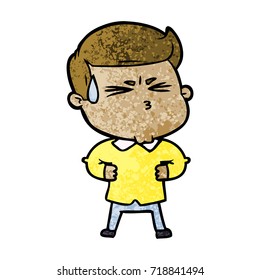 cartoon man sweating