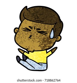 cartoon man sweating