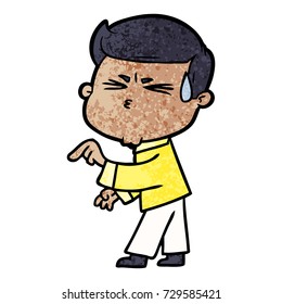 cartoon man sweating