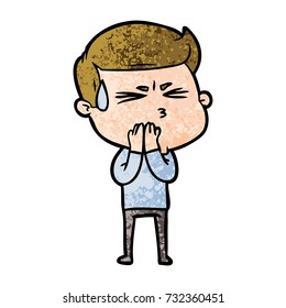 Cartoon-Mann Schwitzen