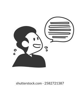 cartoon man talking bubble speech doodle