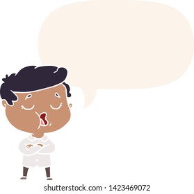 caricaturista hablando con burbuja de habla en estilo retro