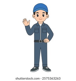 Cartoon Man Technician Vector Illustration