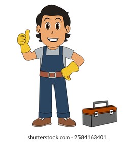 Cartoon Man Technician Vectors Illustration