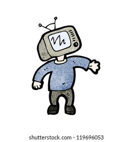 caricaturista con cabeza de televisión