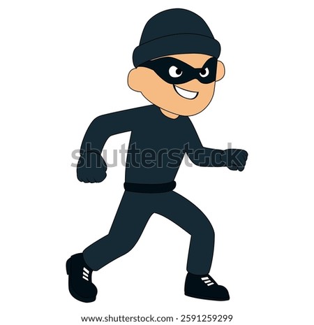 Cartoon Man Thief Sneaking Into Victim Vectors Illustration
