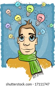 hombre de dibujos animados pensando.