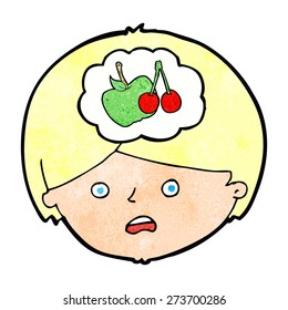 cartoon man thinking about healthy eating