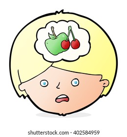 cartoon man thinking about healthy eating