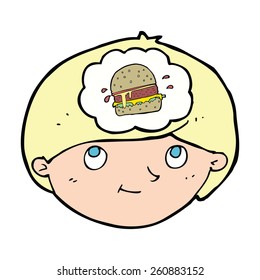 caricaturista pensando en comida basura