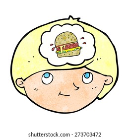 caricaturista pensando en comida basura