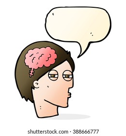hombre de dibujos animados pensando cuidadosamente con burbuja de palabras