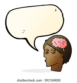 cartoon man thinking carefully with speech bubble