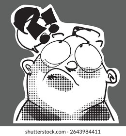 cartoon man thinking with question and exclamation marks, vector illustration