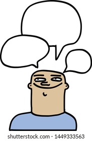 cartoon Man thinking. Question mark. Vector illustration coming up with ideas concept