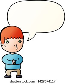 cartoon man thinking with speech bubble in smooth gradient style