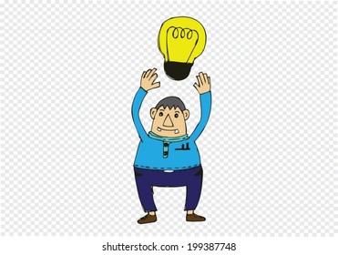 Cartoon man thinking style illustration