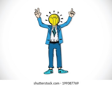 Cartoon man thinking style illustration
