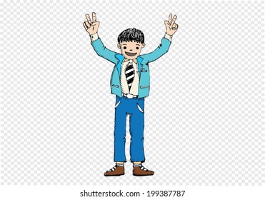 Cartoon man thinking style illustration
