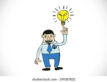 Cartoon man thinking style illustration