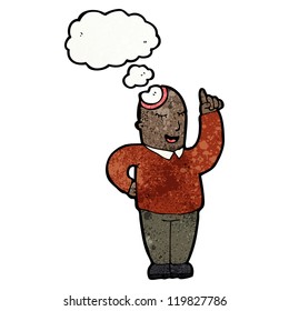 caricaturista con burbuja de pensamiento