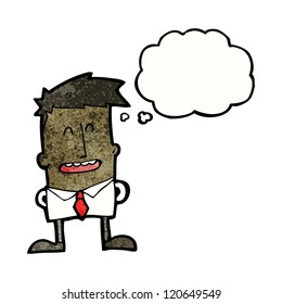 caricaturista con burbuja de pensamiento
