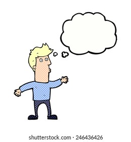 cartoon man with thought bubble pointing