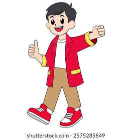 Cartoon Man Thumb Up Vector Illustration