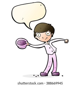 cartoon man tipping hat with speech bubble